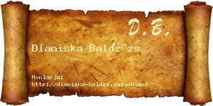 Dianiska Balázs névjegykártya